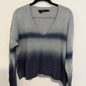 360 Cashmere Gray and Blue Gradient Sweater